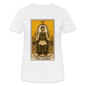 Barbier | Métier de barbe Tarot - T-shirt respirant Femme - blanc - Devant - AI Model Female 172 dark (172cm)