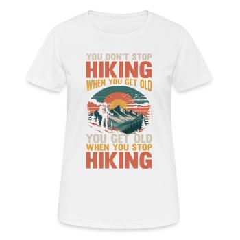 Hiking Mountain Trail Backpacking Outdoors Wildern - Frauen T-Shirt atmungsaktiv - Weiß - Vorne - AI Model Female 172 dark (172cm)