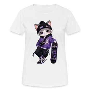 Kitten Miko Skate Purple Stars - Frauen T-Shirt atmungsaktiv - Weiß - Vorne - AI Model Female 172 dark (172cm)