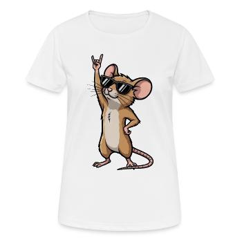 Coole Maus Ratte Rock Musiker Comic - Frauen T-Shirt atmungsaktiv - Weiß - Vorne - AI Model Female 172 dark (172cm)
