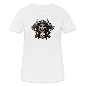Viking Schädel Helm Äxte Motiv - Frauen T-Shirt atmungsaktiv - Weiß - Vorne - AI Model Female 172 dark (172cm)