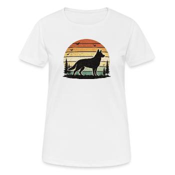L’appel de Wolf dans le coucher de soleil rétro - T-shirt respirant Femme - blanc - Devant - AI Model Female 172 dark (172cm)
