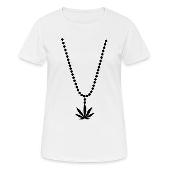 weed cannabis marihuana Halskette necklace - Frauen T-Shirt atmungsaktiv - Weiß - Vorne - AI Model Female 172 dark (172cm)