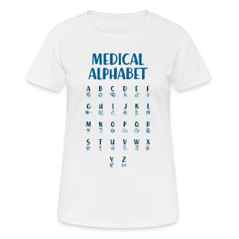 Alphabet médical - T-shirt respirant Femme - blanc - Devant - AI Model Female 172 dark (172cm)
