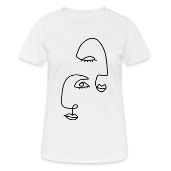 Line drawings abstract - Women's Breathable T-Shirt - white - Front - AI Model Female 172 dark (172cm)
