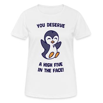 Humorvoll Statement Süß Pinguin Vogel Tier Arktis - Frauen T-Shirt atmungsaktiv - Weiß - Vorne - AI Model Female 172 dark (172cm)