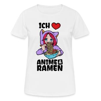 Herz Ramen Statement Comic Ich Liebe Anime Manga - Frauen T-Shirt atmungsaktiv - Weiß - Vorne - AI Model Female 172 dark (172cm)