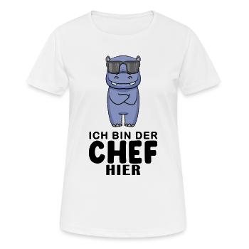 Chef Spruch lustig - Ich bin der Chef hier - Chef - Frauen T-Shirt atmungsaktiv - Weiß - Vorne - AI Model Female 172 dark (172cm)