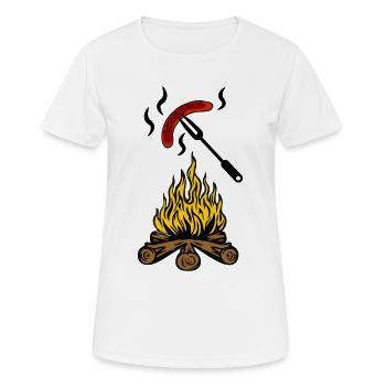 Lagerfeuer mit Bratwurst - Frauen T-Shirt atmungsaktiv - Weiß - Vorne - AI Model Female 172 dark (172cm)