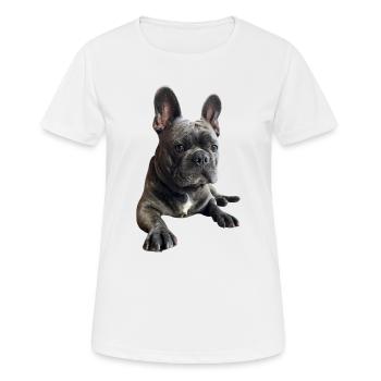Kuschelige Bulldogge Porträt - Frauen T-Shirt atmungsaktiv - Weiß - Vorne - AI Model Female 172 dark (172cm)