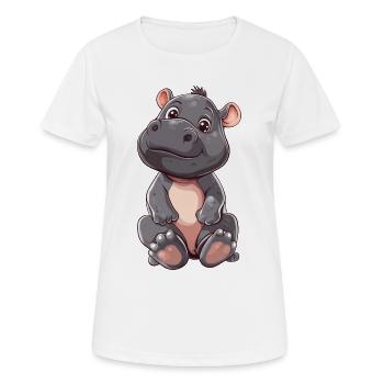 Nilpferd - Frauen T-Shirt atmungsaktiv - Weiß - Vorne - AI Model Female 172 dark (172cm)