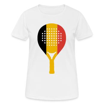 Padel-Belgien - Frauen T-Shirt atmungsaktiv - Weiß - Vorne - AI Model Female 172 dark (172cm)
