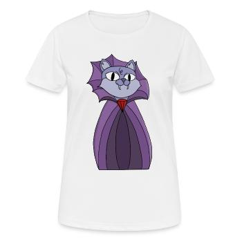Vampirkatze im lila Umhang - Frauen T-Shirt atmungsaktiv - Weiß - Vorne - AI Model Female 172 dark (172cm)