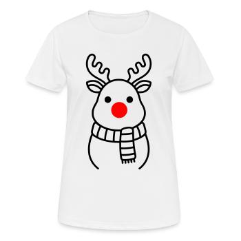 Süßes Rentier mit roter Nase | Rudolph - Frauen T-Shirt atmungsaktiv - Weiß - Vorne - AI Model Female 172 dark (172cm)