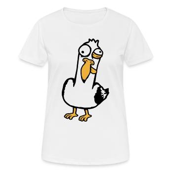 Crazy Seagull Squinting Grimace Insane Bird - Women's Breathable T-Shirt - white - Front - AI Model Female 172 dark (172cm)