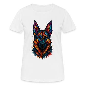 German Shepherd Stained Glass Art - Women's Breathable T-Shirt - white - Front - AI Model Female 172 dark (172cm)
