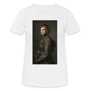 Historische Kriegerin im Mantel - Frauen T-Shirt atmungsaktiv - Weiß - Vorne - AI Model Female 172 dark (172cm)