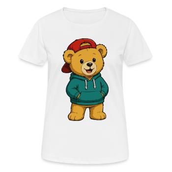 Casquette à capuche Teddy Streetwear - T-shirt respirant Femme - blanc - Devant - AI Model Female 172 dark (172cm)