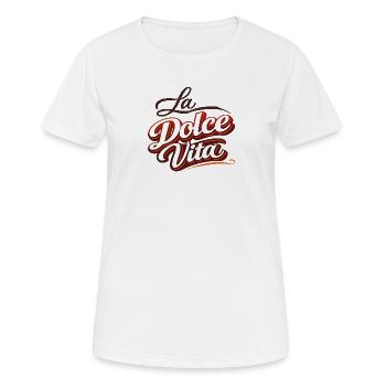 La Dolce Vita Retro Script - Frauen T-Shirt atmungsaktiv - Weiß - Vorne - AI Model Female 172 dark (172cm)