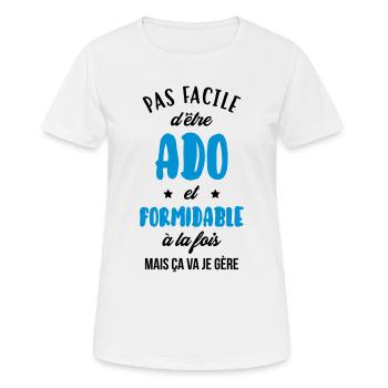 adolescent / enfant / ado / adolescente - T-shirt respirant Femme - blanc - Devant - AI Model Female 172 dark (172cm)
