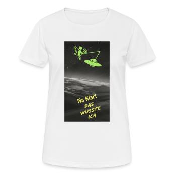 Humorvolles Alien-Fisch-Motiv mit Spruch - Frauen T-Shirt atmungsaktiv - Weiß - Vorne - AI Model Female 172 dark (172cm)