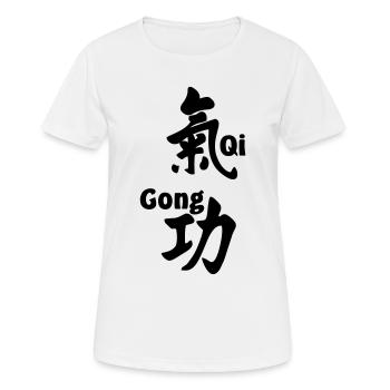 QI gong script avec texte vertical - T-shirt respirant Femme - blanc - Devant - AI Model Female 172 dark (172cm)