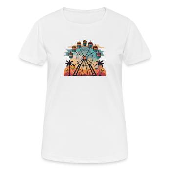 Ambiance de voyage de la grande roue au coucher du soleil - T-shirt respirant Femme - blanc - Devant - AI Model Female 172 dark (172cm)