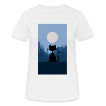 Chat au clair de lune - T-shirt respirant Femme - blanc - Devant - AI Model Female 172 dark (172cm)