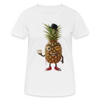 Ananas fantaisiste avec chapeau melon - T-shirt respirant Femme - blanc - Devant - AI Model Female 172 dark (172cm)