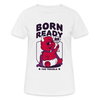 Born Ready for Trouble Baby Devil - Women's Breathable T-Shirt - white - Front - AI Model Female 172 dark (172cm)