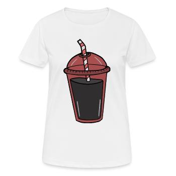 Tasse de soda avec paille - T-shirt respirant Femme - blanc - Devant - AI Model Female 172 dark (172cm)