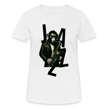 Saxophone Monkey in Leather - Women's Breathable T-Shirt - white - Front - AI Model Female 172 dark (172cm)