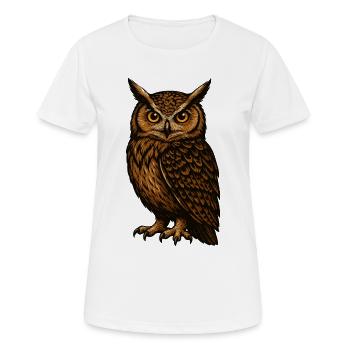 Brown Owl Gaze - Women's Breathable T-Shirt - white - Front - AI Model Female 172 dark (172cm)