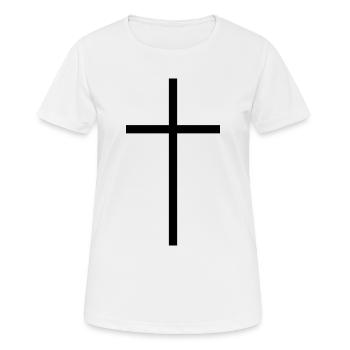 Schmales Kreuz schwarz - Frauen T-Shirt atmungsaktiv - Weiß - Vorne - AI Model Female 172 dark (172cm)