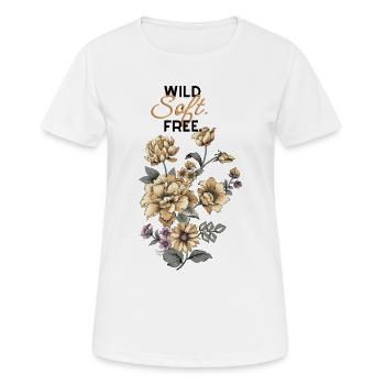 Florales Design "Wild.Soft.Free" - Frauen T-Shirt atmungsaktiv - Weiß - Vorne - AI Model Female 172 dark (172cm)