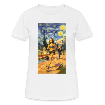 Laufen, Kunst, Fitness – Mashup-Parodie - Frauen T-Shirt atmungsaktiv - Weiß - Vorne - AI Model Female 172 dark (172cm)