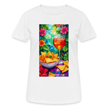 Tropisches Mosaik: Nachos und Getränk - Frauen T-Shirt atmungsaktiv - Weiß - Vorne - AI Model Female 172 dark (172cm)