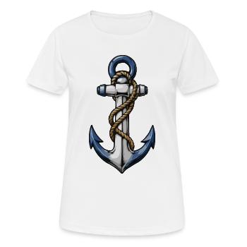 Klassischer Anker mit Seil Tattoo Stil - Frauen T-Shirt atmungsaktiv - Weiß - Vorne - AI Model Female 172 dark (172cm)