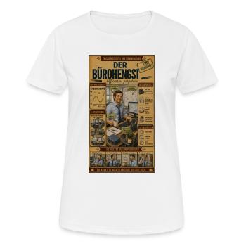 Der Bürohengst – zwischen Kaffee und Kalender - Frauen T-Shirt atmungsaktiv - Weiß - Vorne - AI Model Female 172 dark (172cm)