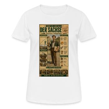 Der Sachse – Gemütlich, aber helle - Frauen T-Shirt atmungsaktiv - Weiß - Vorne - AI Model Female 172 dark (172cm)