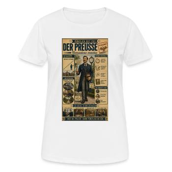 Der Preuße – Pünktlich und pflichtbewusst - Frauen T-Shirt atmungsaktiv - Weiß - Vorne - AI Model Female 172 dark (172cm)