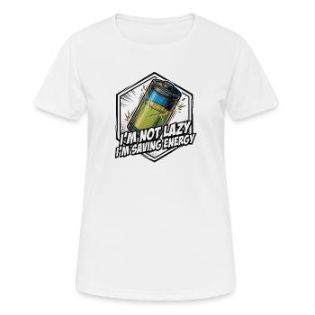 Pas paresseux, je fais économiser de l’énergie sur la batterie - T-shirt respirant Femme - blanc - Devant - AI Model Female 172 dark (172cm)
