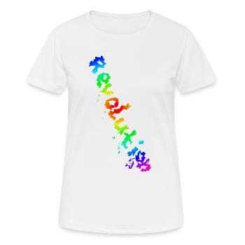 RÉVOLUTION (Arc-en-ciel) - T-shirt respirant Femme - blanc - Devant - AI Model Female 172 dark (172cm)