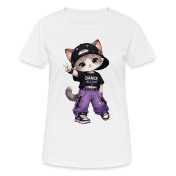 Katzentänzerin Streetwear Lila - Frauen T-Shirt atmungsaktiv - Weiß - Vorne - AI Model Female 172 dark (172cm)