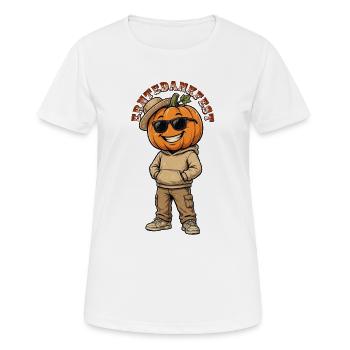Thanksgiving Cool, Casual Pumpkin in Street Style - Women's Breathable T-Shirt - white - Front - AI Model Female 172 dark (172cm)