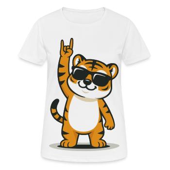 Le tigre se balance bruyamment - T-shirt respirant Femme - blanc - Devant - AI Model Female 172 dark (172cm)