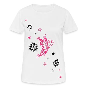 Butterfly Floral Star Ornament - Women's Breathable T-Shirt - white - Front - AI Model Female 172 dark (172cm)