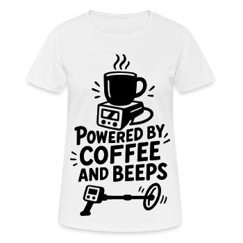 Angetrieben von Kaffee und Piepen, lustige Metallerkennung - Frauen T-Shirt atmungsaktiv - Weiß - Vorne - AI Model Female 172 dark (172cm)