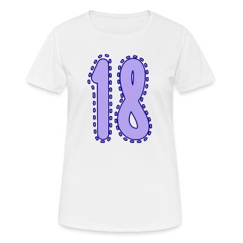 18. 18 ANS. 18e ANNIVERSAIRE. ANNIVERSAIRE 18 ANS. - T-shirt respirant Femme - blanc - Devant - AI Model Female 172 dark (172cm)