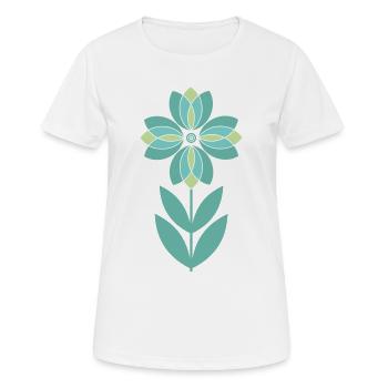 Fleur verte du milieu du siècle - T-shirt respirant Femme - blanc - Devant - AI Model Female 172 dark (172cm)